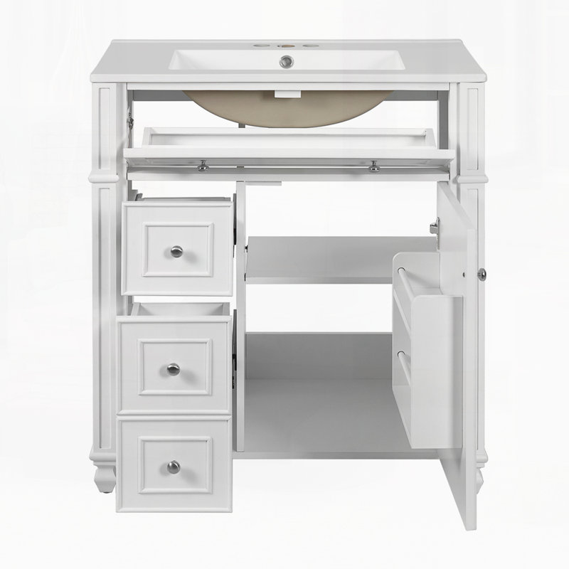 Meuble-lavabo avec lavabo en céramique 30 po, Blanc