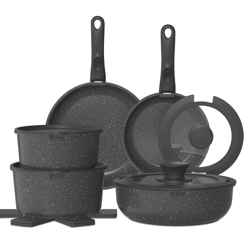 15 - Piece Aluminum Cookware Set, Grey