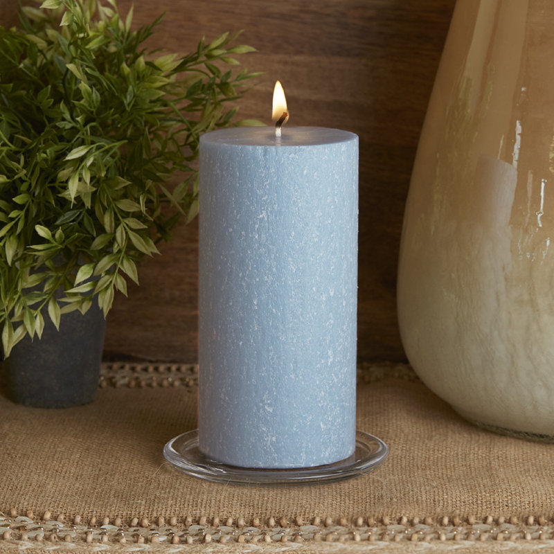 Timberline Unscented Pillar Candle, 6" H x 3" W x 3" D, Blue
