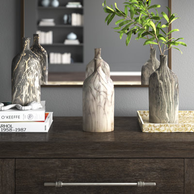 Carllene Black/White/Gray Ceramic Table Vase Set