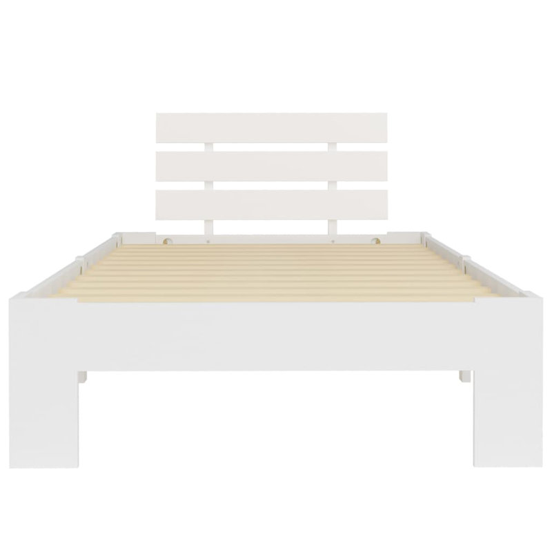 vidaXL Bed Frame Solid Pine Wood, European Single (95 x 200 cm), White