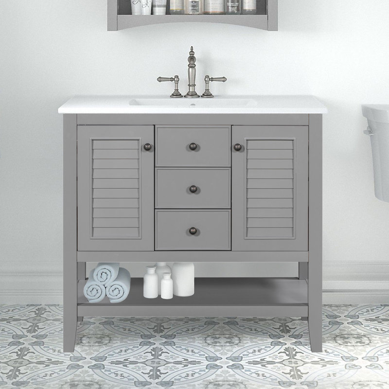 Base de meuble-lavabo simple 35 po seulement, gris