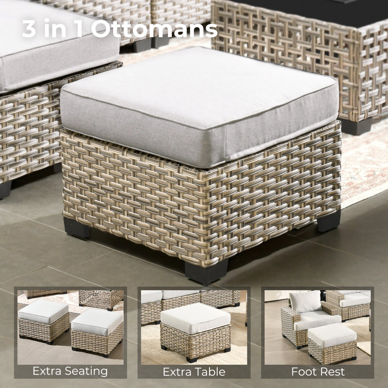 7 Piece Sofa Seating Group With Cushions, Light Gray