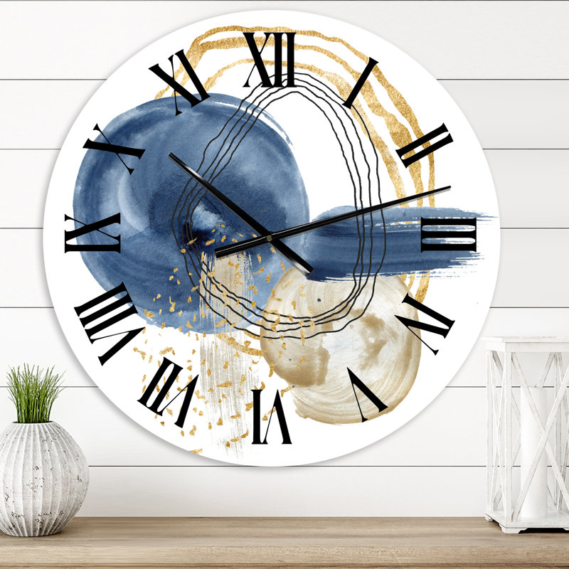 Abstract Dark Blue Gold & Black Underwater Life - Modern wall clock, Small