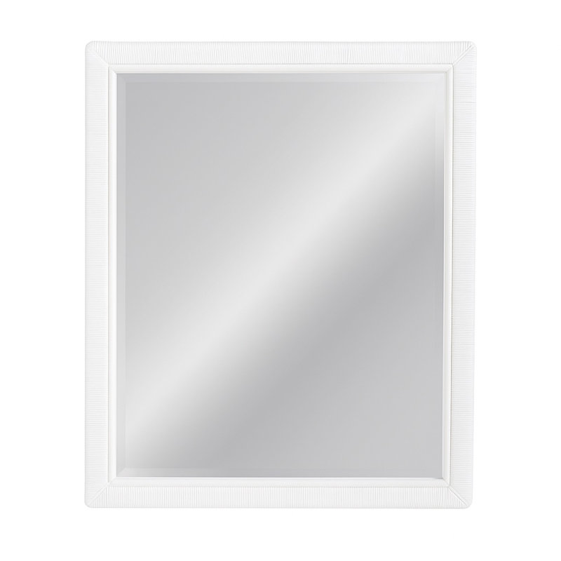 Naples Flat Rattan Beveled Mirror, Frost White