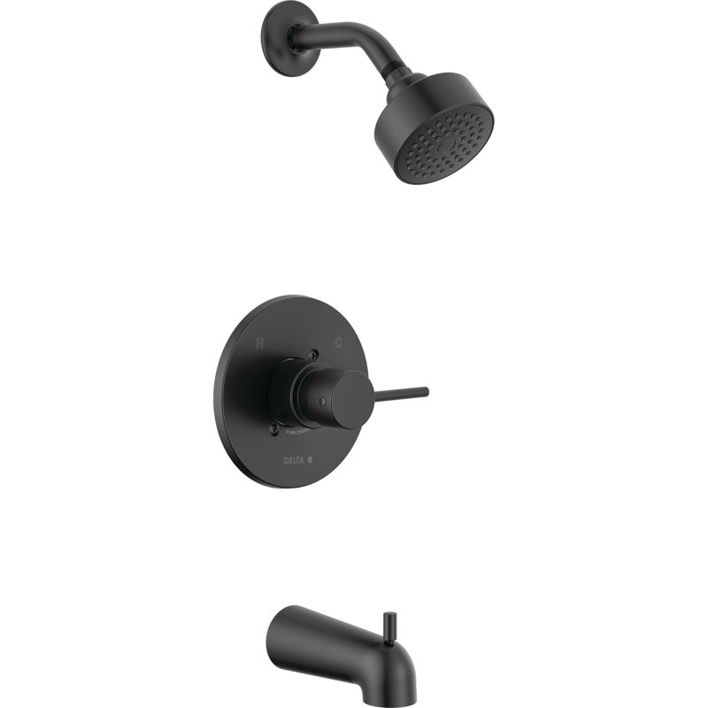 Modern 14 Series Bathtub and Shower Faucet Set, Matte Black Shower Head and Handle Set, Valve Trim Kit, Matte Black (Valve Not Included)