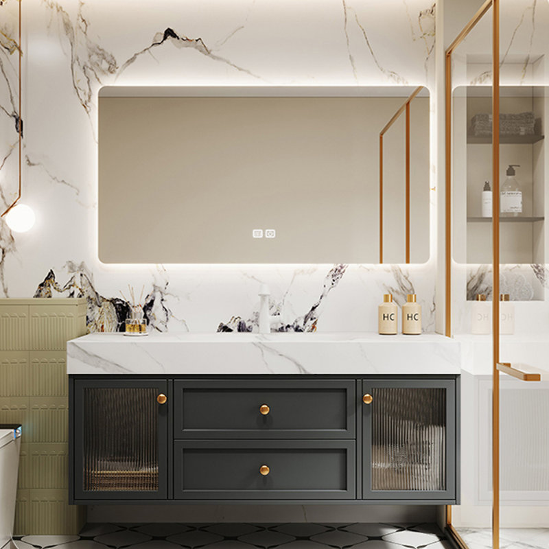 Nordic style fashion simple bathroom cabinet, 21.7" H x 51.2" W x 21.7" D, Dark Gray
