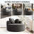 Round Convertible Sofa Bed with Memory Foam Sectional Couch, Cloud Sofa with 3 Throw Pillows, Black+gray