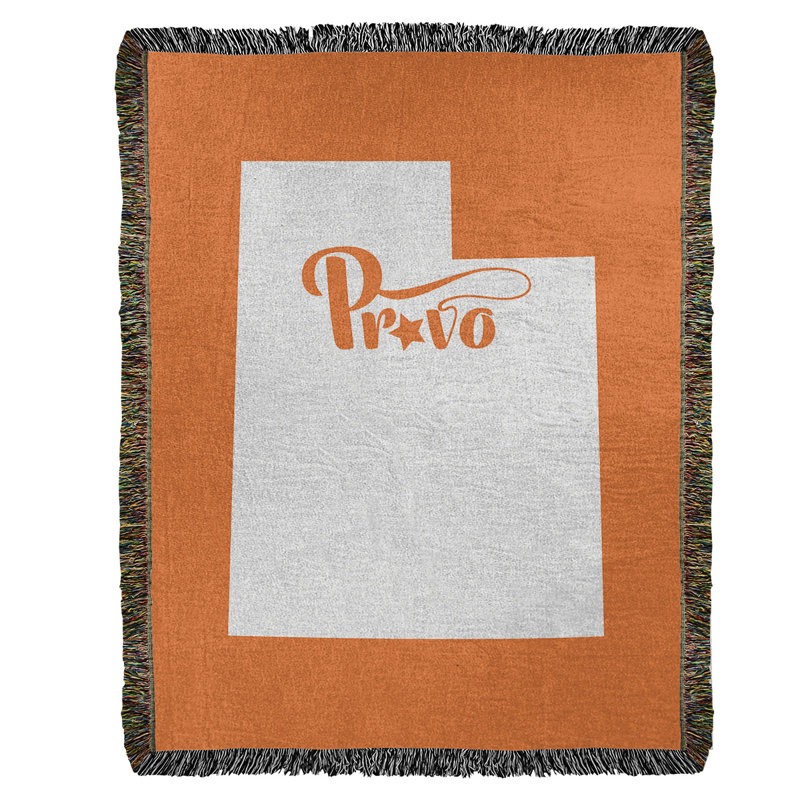 Hand Woven Throw Blanket, 60" W x 80" L, Orange