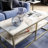 Modern Glam Coffee Table with Metal Legs, Gold & White, 43.5 x 18.5 x 20.5 inches | 100% Melamine Coated Particle Board, Thickness: 0.7 inches | Stylish Marble Design, Perfect for Living Room & Entertaining Spaces-314061716-314061719