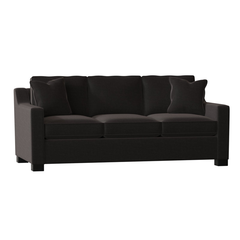 Aceyon 79" Square Arm Sofa Bed with Reversible Cushions, Espresso, Entice Steel