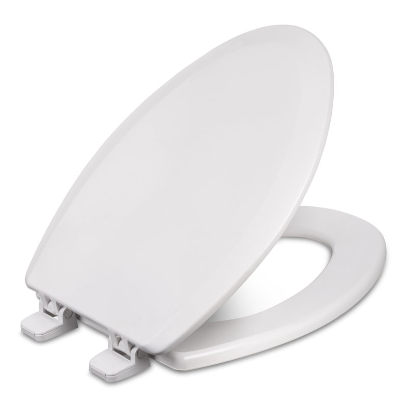 Siège de toilette allongé en bois moulé de qualité supérieure centocore, Blanc grue, Standard