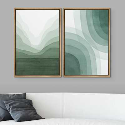 «Pastel Watercolor Green Wave Illusion», 2 pièces