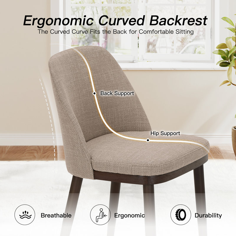 Nihith 47.2cm H Fabric Upholstered Side Chair, Camel