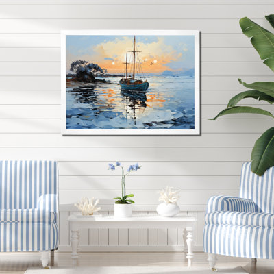 Boat Canvas Wall Art, Sailing Reflection Coastal Print - Boat Sailing Reflections VI
