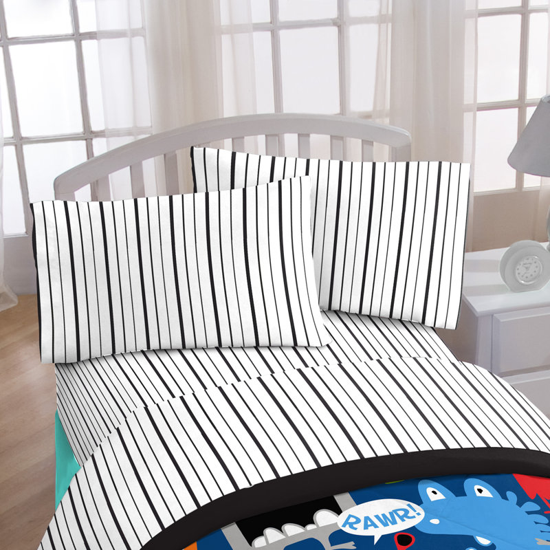 Ensemble de literie enfant en feuille 4 pièces black stripe Just For Kids