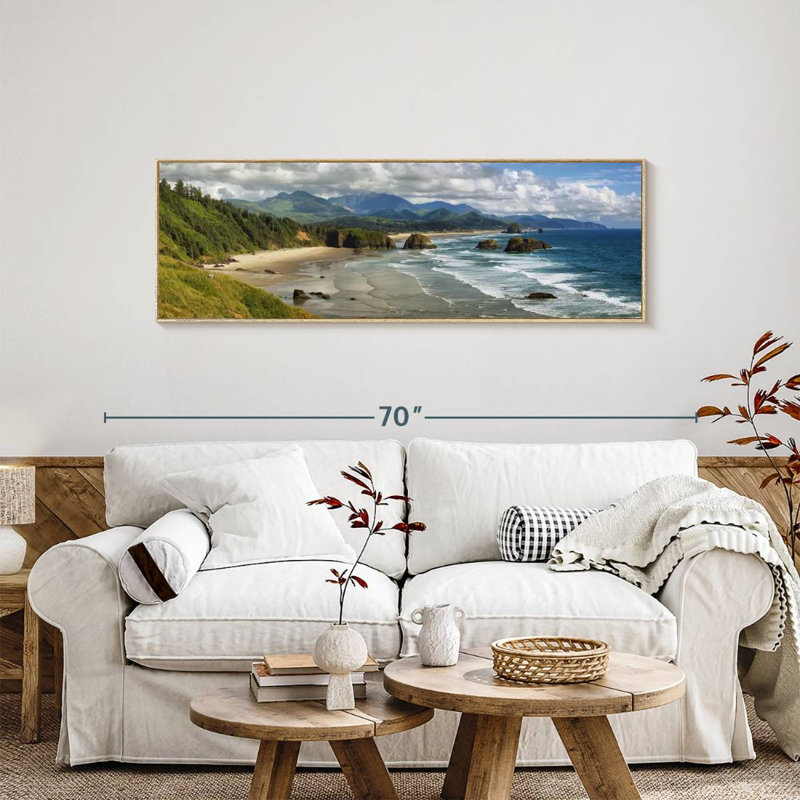 Cannon Beach Coast, Cadre flottant en bois naturel, 57 po x 19 po