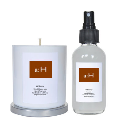 A:H Whiskey Scented Tumbler Candle with Glass Holder