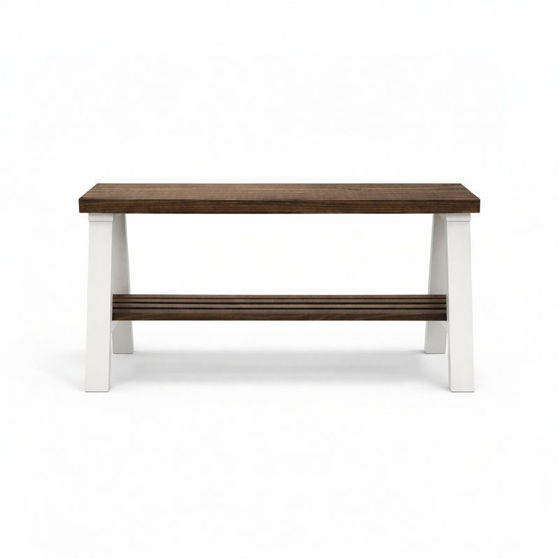 Banc de rangement Daigo, Brun foncé / blanc