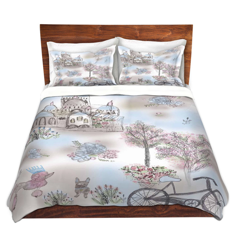 Ensemble de housse de couette french poodles, 1 housse simple + 1 taie standard