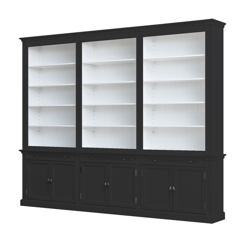 Bodee 240cm H x 300cm W Library Bookcase, Black