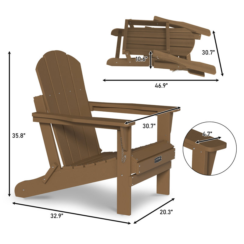 Chaise Adirondack pliable pour l'extérieur, Brun