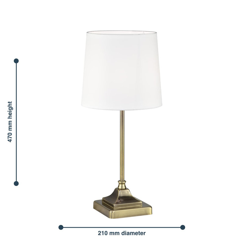 Britten Metal Table Lamp, Antique Brass, White