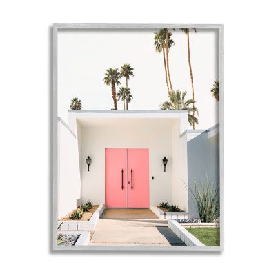 Palm Springs Pink Door Gray Framed Giclee Art by Sisi and Seb