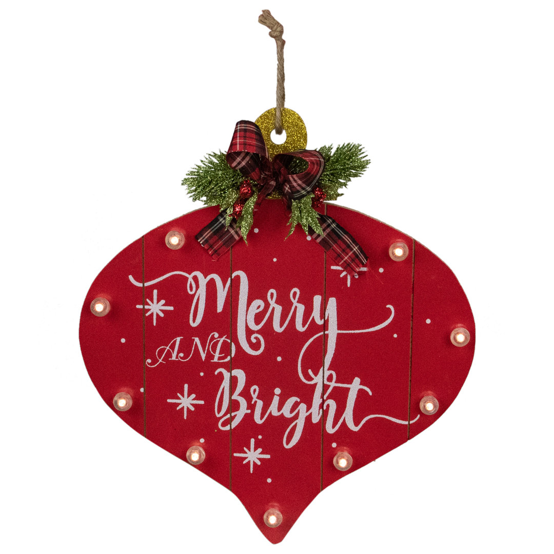 13.75" Red Onion Ornament "Merry And Bright" Christmas Sign Northlight Seasonal