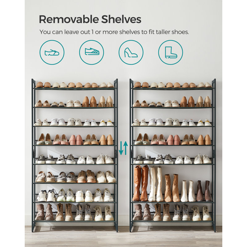 32-40 Pair Stackable Shoe Rack, with Adjustable Flat or Angled Shelves, Cool Grey
