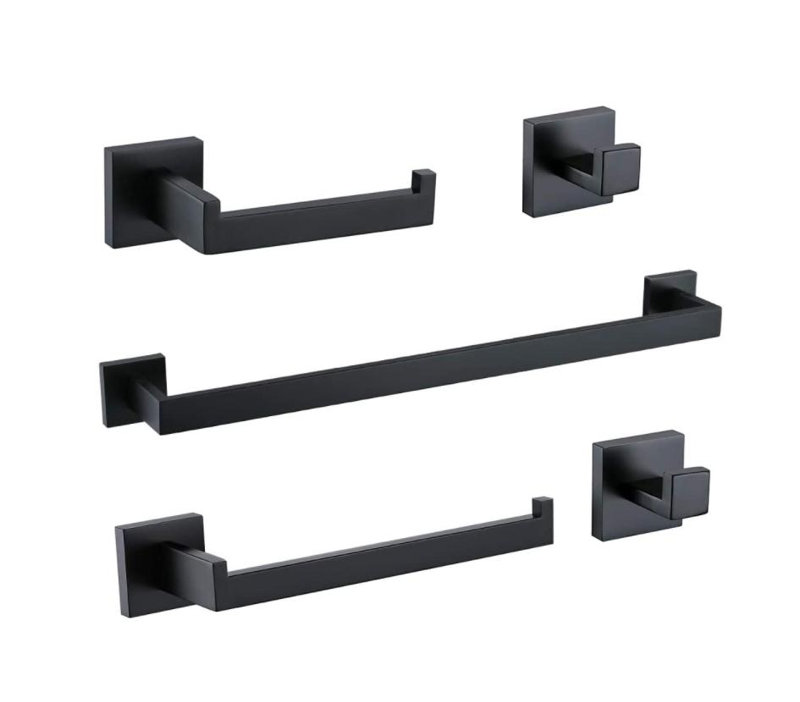 Kins Matte Black 5 pieces Decorative Bathroom Hardware sets, Matte Black