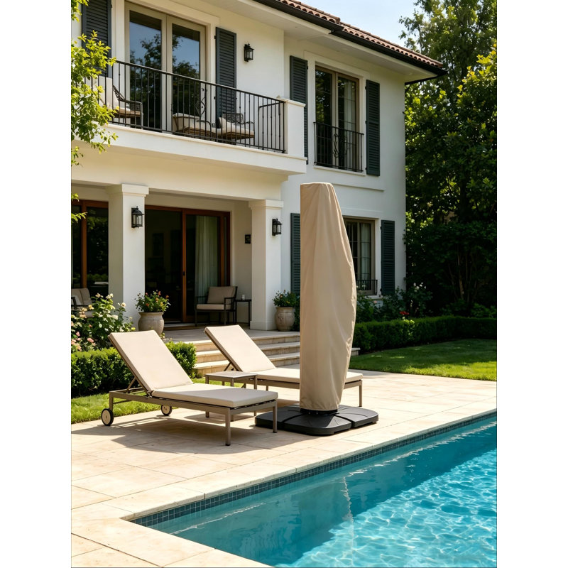 Patio Umbrella Cover For 10FT To 11FT Offset Umbrella, Water Resistant, Curved Cantilever And Straight Pole Parasol Outdoor Umbrellas Cover With Zipper And Rod