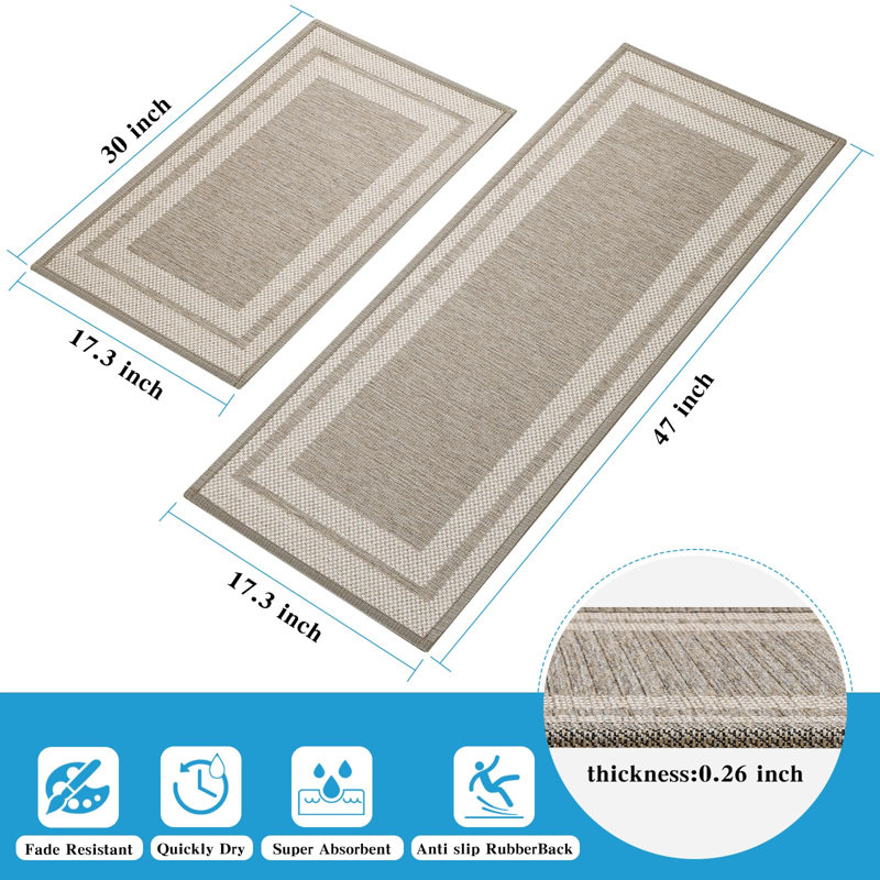 Tapis de cuisine antidérapants lavables, Beige