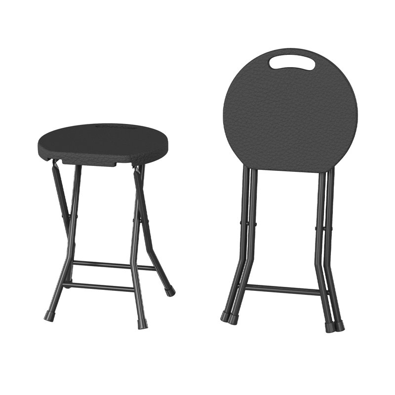 Chaise de réception pliante robuste - portable, tabouret sans dossier de 18 pouces, capacité de 600 lb, métal léger et plastique, pieds antidérapants, poignée intégrée - noir, paquet de 2