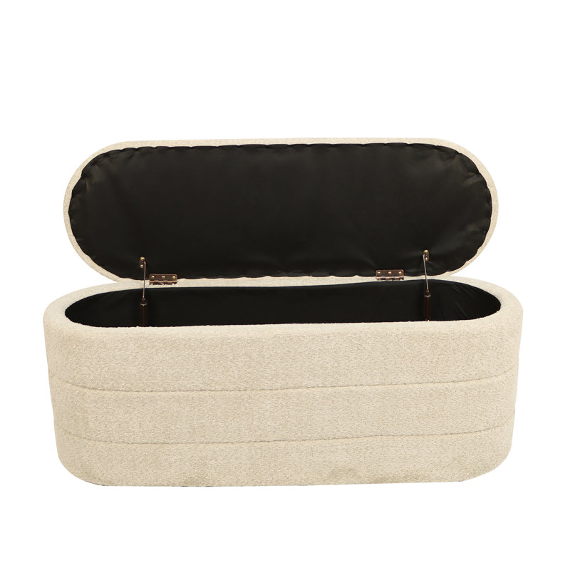 Cotton Upholstered Storage Bench