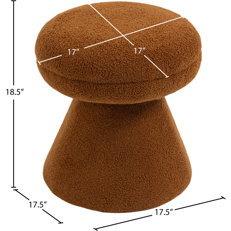 Hynda 18" Ottoman, Saddle Faux Shearling Teddy Fabric
