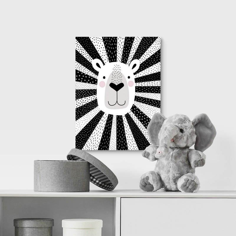 Art sur toile à motif mixte lion Silverstein, Toile tendue, H 16 po x l 12 po x P 1,25 po