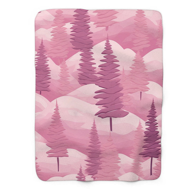 Jeté Soft Pink Pine Haven - 1 pièce Sherpa Blan Premium, Lit simple