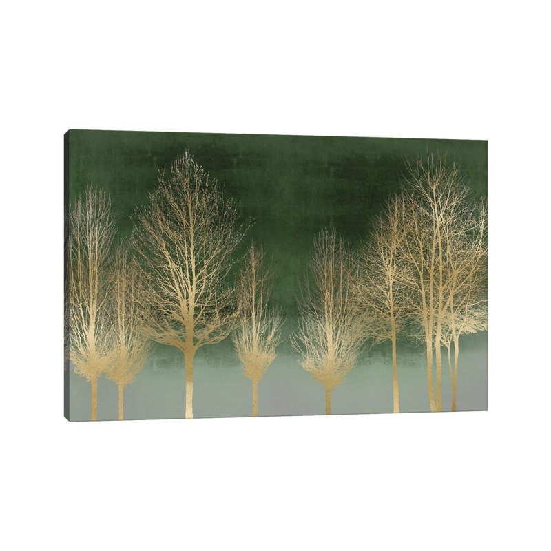 Gold Forest On Green by Kate Bennett - Wrapped Canvas Print, 20.32 cm H x 30.48 cm W