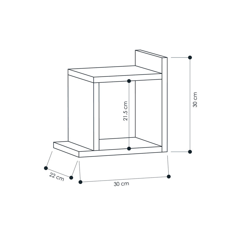 Rio 1;1 Piece Square Floating Shelf, White
