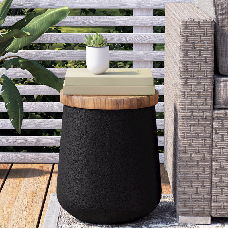 Kanauga Outdoor Side Table , 13.2'' in. W 13.2'' in. D, Black, 1