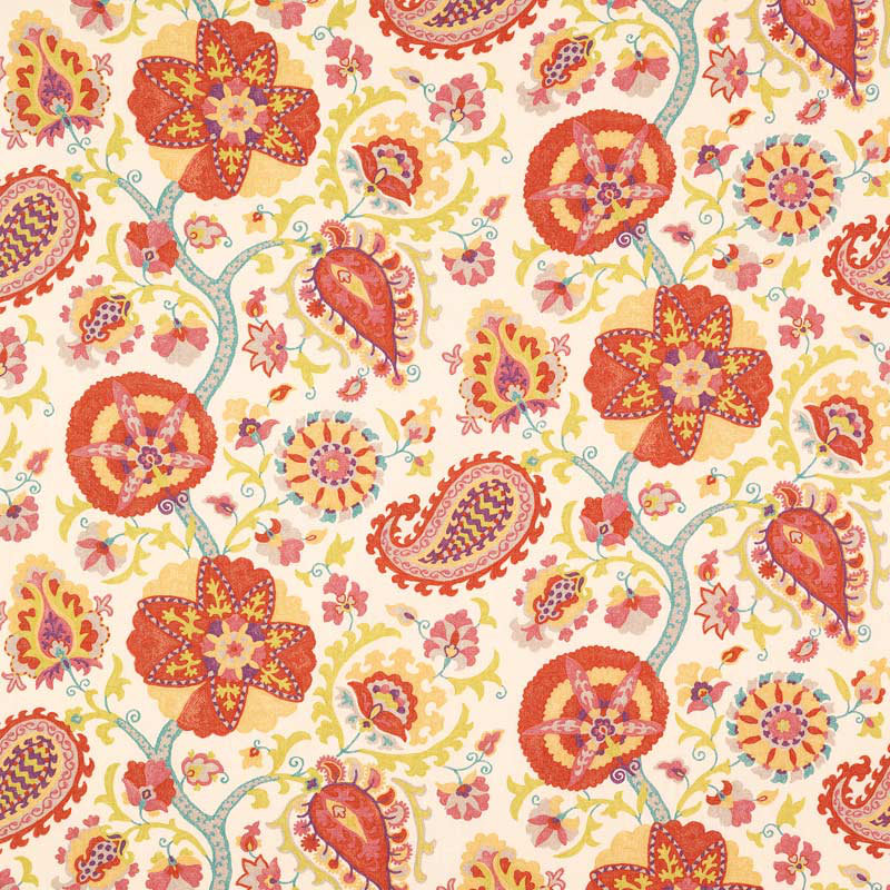 Tissu overton prints, Mandarine