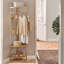 Ajane Gold Metal Hall Tree 44.5cm Wide with Bench and Shoe Storage Clothes Rack Garment Rail