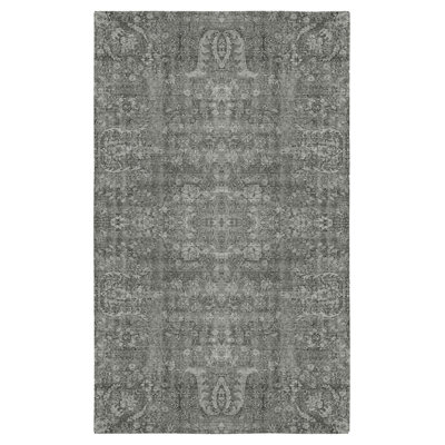 Vintage Black Woven Base Machine Washable Rug