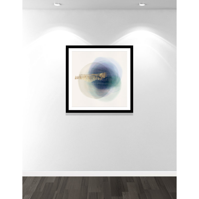 Imprimé translucide bleu II par Casa Fine Arts, H 37,5 po x l 37,5 po, Cadre noir