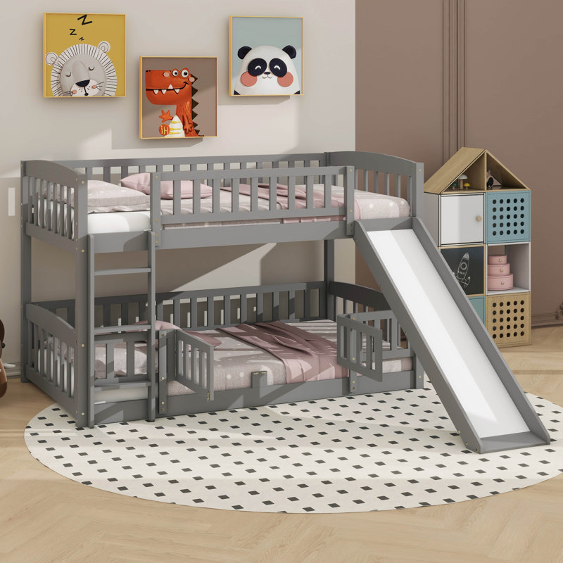 Lits superposés pour enfants de faible hauteur, Gris