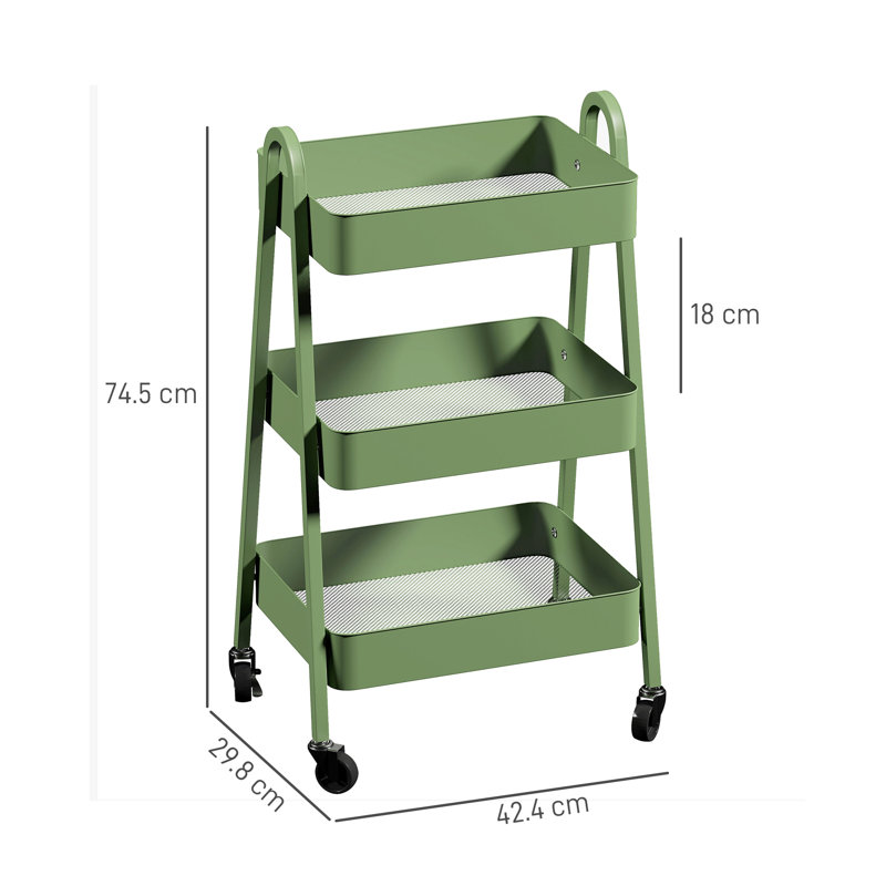 74.5cm H x 42.4cm W Utility Cart, Green