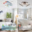 Ailiana 25.6'' Modern Airplane Inspired Flush Mount Smart Ceiling Fan with LED Lights and APP Control
