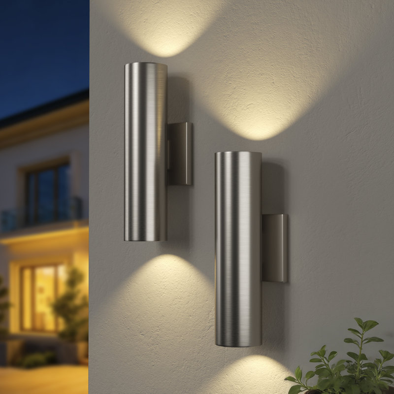 Applique murale d'extérieur 12 po H, Nickel poli, H 12 po x l 4,3 po x P 4,33 po
