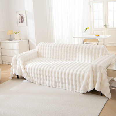 1 Piece Faux Fur Box Cushion Slipcover